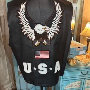 Leather Biker Vest Men’s